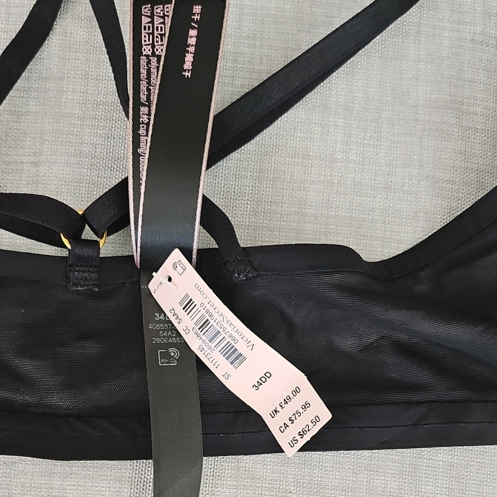 Victoria's Secret Black Strappy Push-Up Bra with Gold Accents - Picture 5 of 7